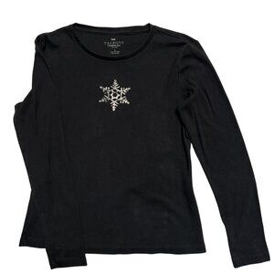 Talbots Long Sleeve Snowflake Tee – Petite – 100% Cotton – Good Condition